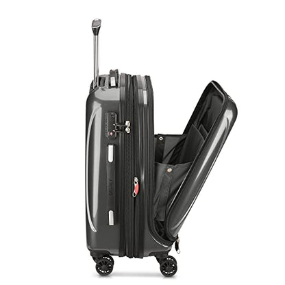 DELSEY PARIS Helium Aero Hardside Expandable Luggage with Spinner Wheels, Brushed Charcoal, 2-Piece Set (19/24) - color: Brushed Charcoal, size: 2-Piece Set (19/24)