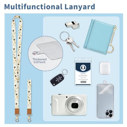 Bee Lanyard Wallet with Id Badge Holder Keychain for Card Women - color: Bee Flower