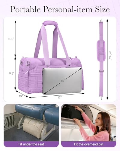 Carry On Travel Bag for Women, Personal Item Weekender, Purple - color: Violet