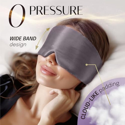 OLESILK 100% Mulberry Silk Sleep Mask, Large Size, Pressureless, Blackout - color: Charcoal