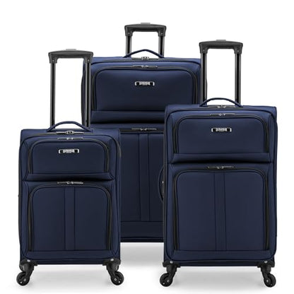U.S. Traveler Anzio Softside Expandable Luggage with Spinner Wheels, Navy, 3-Piece Set (22/26/30) - color: Navy, size: 3-Piece Set (22/26/30)