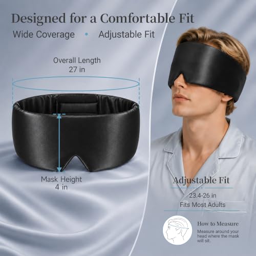 Silk Sleep Mask – 100% Mulberry Silk Eye Mask for Sleeping - color: Silk Black