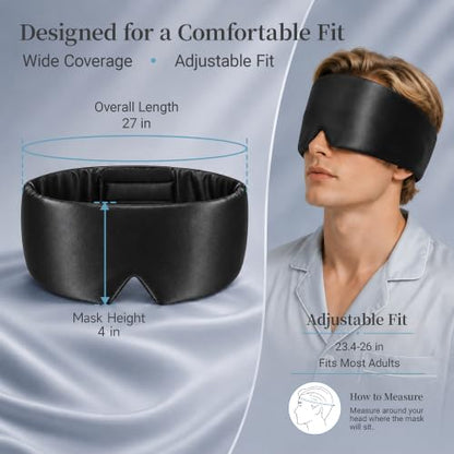 Silk Sleep Mask – 100% Mulberry Silk Eye Mask for Sleeping - color: Silk Black