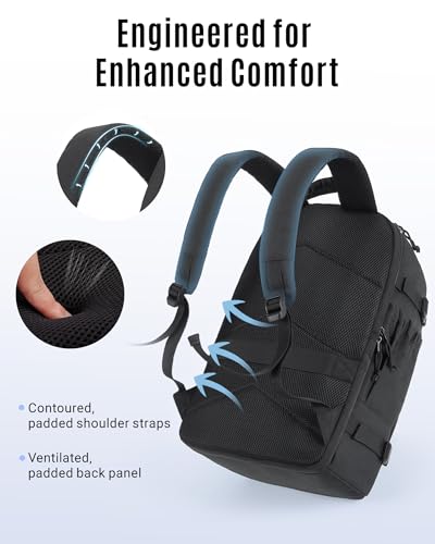 LIGHT FLIGHT Travel Backpack Carry On Flight Approved TSA Friendly Backpack Water-resistant Lightweight Business Large Weekender Bag Casual Daypack 15.6" Laptop Backpack for Men Women,Black