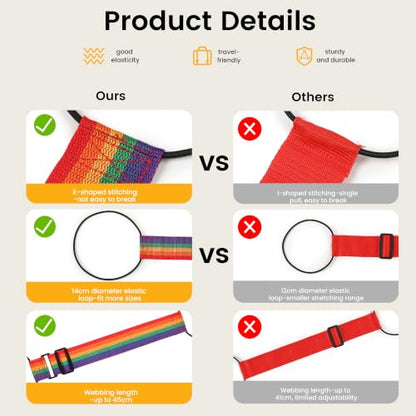 Adjustable Elastic Luggage Straps for Suitcase, Travel Bungee Straps - color: Green, Red, Rainbow