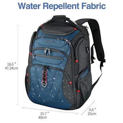 KROSER Travel Laptop Backpack 17.3 Inch XL Computer Backpack for Men/Women - color: Black/Haze Blue, size: 17.3 inch