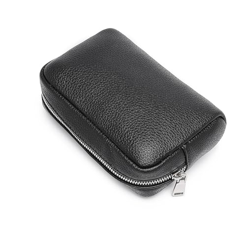 Makeup Bag for Purse Travel Cosmetic Bag (PU Black) - color: Black