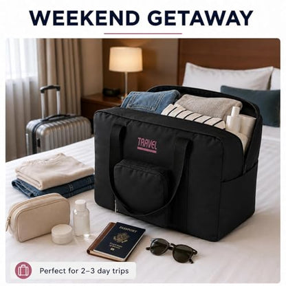 Foldable Travel Duffel Bag 45L Large Capacity Lightweight Water-Resistant Oxford Weekender Bag for Travel Gym Sports(Black)