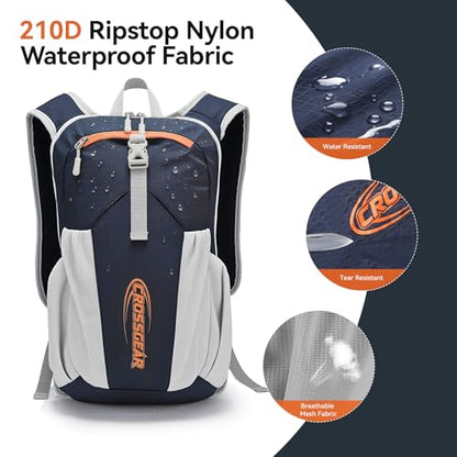 CROSS GEAR 16L Foldable Hiking Backpack, RFID Protection, Lightweight Waterproof Daypack, Packable Backpacks for Women Men, Small Hiking Daypack for Camping Travel Outdoor, Navy Blue - color: 16l Navy Blue