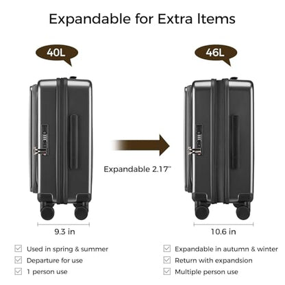 Carry on Luggage Expandable Travel Luggage Top Opening Suitcase with TSA Lock and Usb Built in,Lightweight Rolling Suitcases with Spinner Wheels,PC Hard Shell Suitcases
