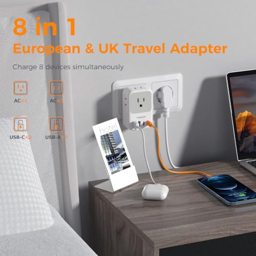 TESSAN All European UK Travel Plug Adapter Kit, PD 20W