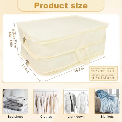 Packing Cubes for Travel Packing Organizers Compression Travel Cubes, Beige - color: Beige