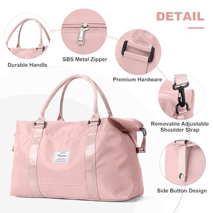 Travel Duffel Bags for Women,Carry-On Weekender Overnight Bag - color: Pink, size: Extra Large