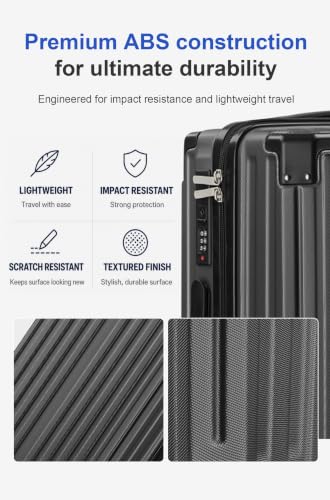 3-Piece ABS Spinner Luggage Set, 20/24/28 Inch Hard Shell Suitcases with Universal, Natural Graphite - color: B ++ Natural Graphite