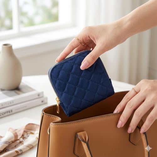 Jewelry Organizer Case, Small Travel Velvet Pouch, Portable - color: Blush Pink Quilted