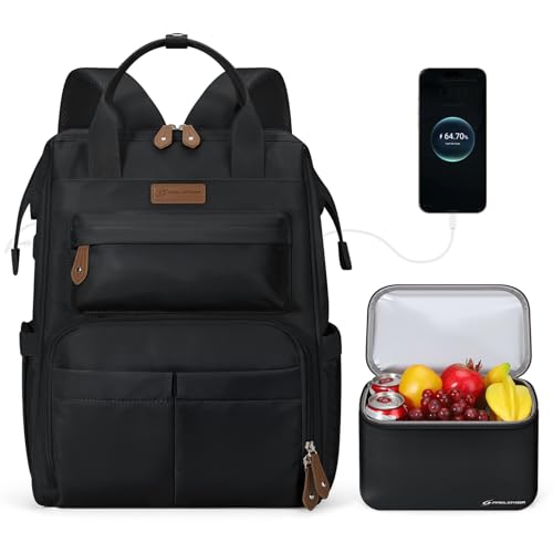 Maelstrom 15.6-17.3" Laptop Backpack with Lunch Box, Work Bag for Women Men - color: Black