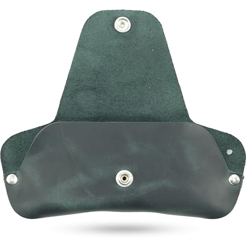 Toprank Slim Leather Glasses Case - Handmade Eyeglass & Sunglasses Holder - color: Green