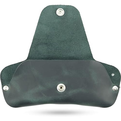 Toprank Slim Leather Glasses Case - Handmade Eyeglass & Sunglasses Holder - color: Green