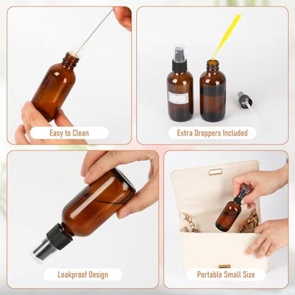 2 oz Amber Glass Spray Bottles 24 Pack, Leakproof with Durable Refillable - color: 24 Pack, size: 2 Ounces (Pack of 24)