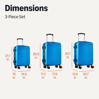 Amazon Basics 3-Piece Hardside Expandable Travel Luggage Set (21", 26", 30"), Scratch-Resistant Suitcases with Multi-directional Wheels, Carry-on and Checked Bags, Light Blue - color: Light Blue, size: 3-Piece Set