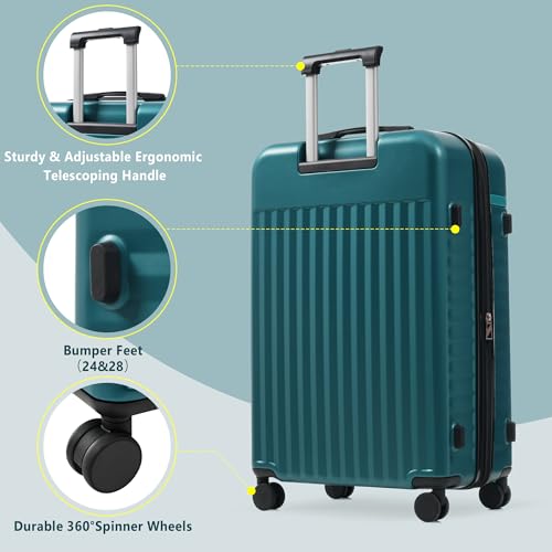 Merax Luggage Sets 2 Piece Front Opening, Hardside 20/24 IN Suitcase - color: Dark Green, style: Luggage Set With Top Open 20