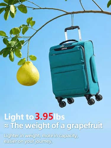 LIGHTGO 20" Carry On Softside Luggage, Ultra Light, TSA Lock Turquoise - color: Turquoise, size: 20in