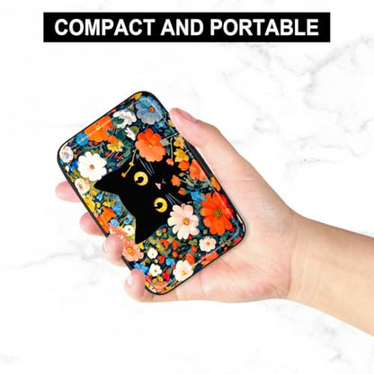 Card Holder Credit Cards Holder for Women RFID wallet women Business Card Holder Wallet Mini Aluminum Card Wallet RFID Blocking Slim Metal Hard Card for Women, Cute Black Cat - color: Cute Black Cat