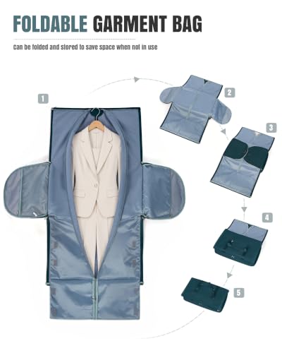 Garment Duffle Bag for Travel, Convertible Duffel Bag with Shoe Compartment - color: Peacock Blue
