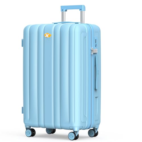 MGB 24 Inch Checked Hard Shell Suitcase, Scratch Resistant with TSA Lock - color: Blue, size: 24 Inch - Checked