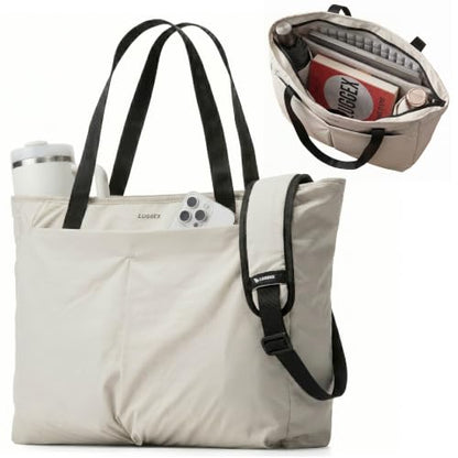 LUGGEX Laptop Tote Bag, 13-15.6 In Work Tote with Laptop Compartment, LTX04 - color: Beige