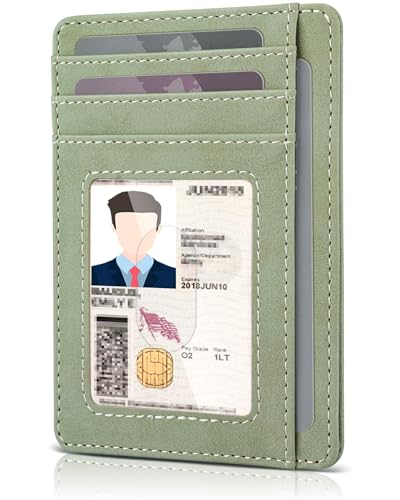 Teskyer Slim Minimalist Wallet for Men, RFID Front Pocket Card Holder - color: Y98 - Greyish Green