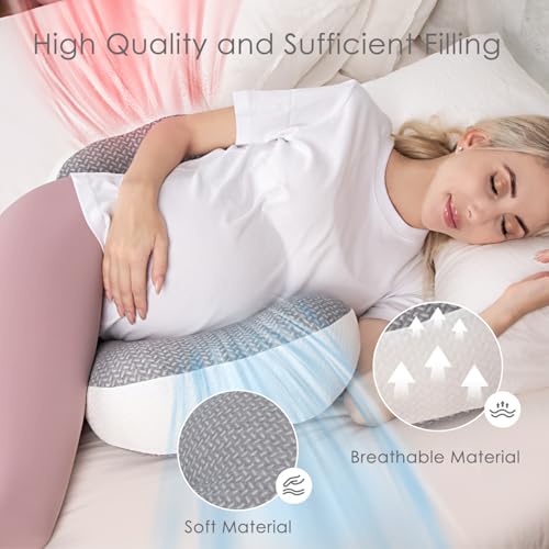 Chilling Home Portable Pregnancy Pillow, W Shaped Pregnancy Wedge Pillow - color: Grey - Cotton Filling(upgraded)
