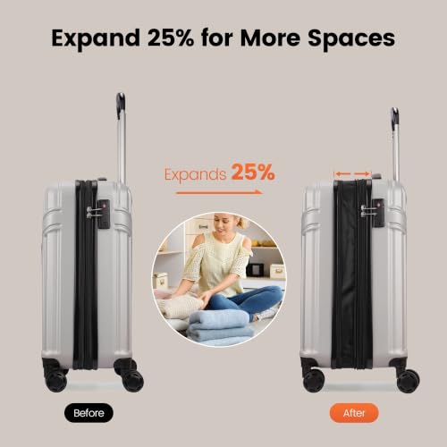 GinzaTravel 3-Pieces ABS Hardshell Luggage Set 20"25"29" Suitcase Silver - color: Silver