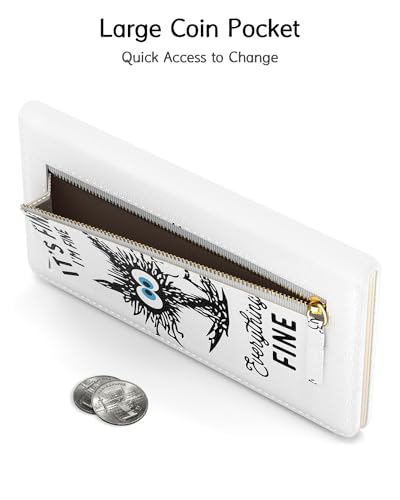 Womens Wallet, RFID Slim Wallet, Credit Card Holder Purse, Leather Bifold - color: Fine Cat