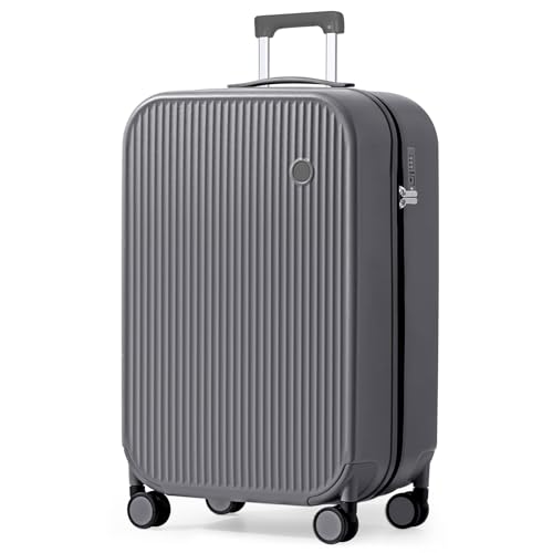 mixi 26 Inch Large Checked Luggage PC Hardshell Suitcases with Wheels for Travel Woman Men, Rock Gray - color: Rock Gray TSA2, size: 26-inch
