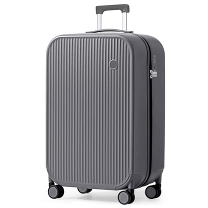mixi 26 Inch Large Checked Luggage PC Hardshell Suitcases with Wheels for Travel Woman Men, Rock Gray - color: Rock Gray TSA2, size: 26-inch