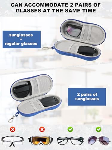 CORVIDA Double Glasses Case Hard EVA Shell Dual Eyeglasses Case - color: Blue