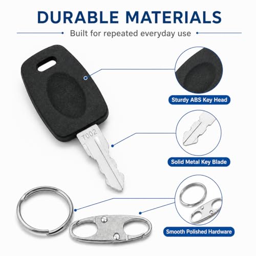 002 007 Luggage Lock Replacement Key Set for Suitcase Locks with Split Rings and S Hook