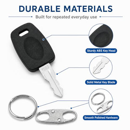 002 007 Luggage Lock Replacement Key Set for Suitcase Locks with Split Rings and S Hook