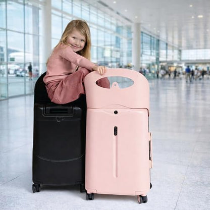 MiaMily Kids Ride-On Carry On Luggage, Hard Shell Suitcase - color: Midnight Black