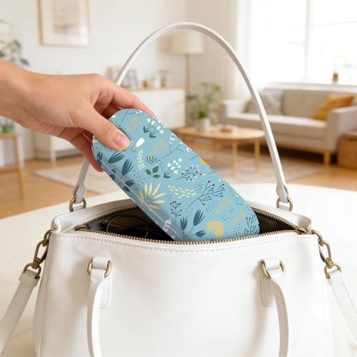 Glasses Case Hard Shell,Portable Protective Eyeglasses Case, Eyeglass Holder Box with Cleaning Cloth,for Women Men - color: Blue Flower