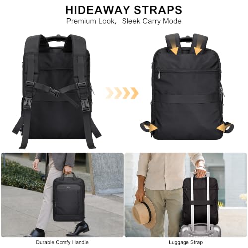 PIJUSHI Travel Backpack Carry On Slim Laptop Daypack 25L Fits 16" Laptop - color: Black
