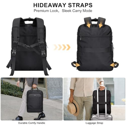 PIJUSHI Travel Backpack Carry On Slim Laptop Daypack 25L Fits 16" Laptop - color: Black