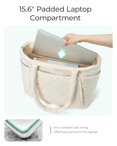 BAGSMART Tote Bag for Women, Puffer Tote Bag for Work Large Shoulder Bag - color: New Green