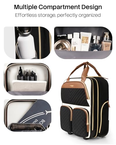 Arcoyard Underseat Carry On Luggage with Wheels, 17.3" Personal Item Bag - color: Beige Brown