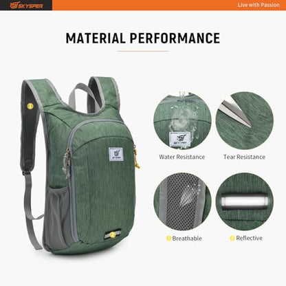 SKYSPER Small Daypack 10L/15L/20L Hiking Backpack Packable Lightweight Travel Day Pack for Women Men - color: Green, size: 20l
