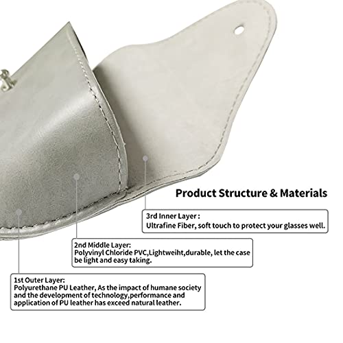 LogHog Portable Leather Glasses Case,Flexible Sunglasses Pouch Slim Case for Women Men Horizontal Eyeglass Case - color: Gray
