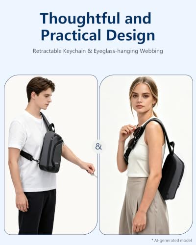 OSOCE Sling Bag for Men, Crossbody Bag Water-Resistant, RFID Anti-Theft - color: Grey, size: Small