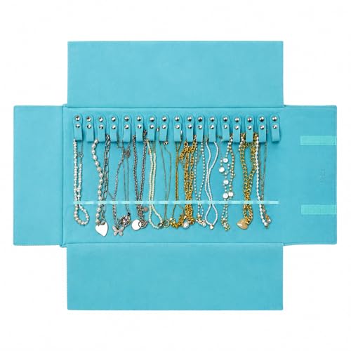 UnionPlus Travel Necklaces Roll Organizer Anti-Tangle River Blue - color: River Blue, size: Medium