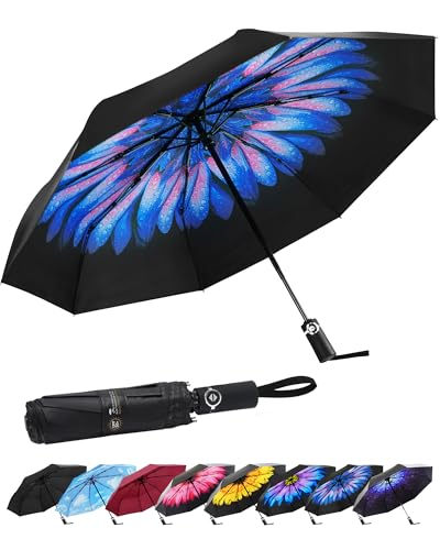 SY COMPACT Travel Umbrella for Rain, Windproof Automatic Compact Umbrella - color: lucite